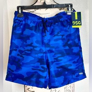 DSG Boy's 14-16 Large Blue Camo Stars Athletic Fit Rec Shorts Mesh Lining NWT